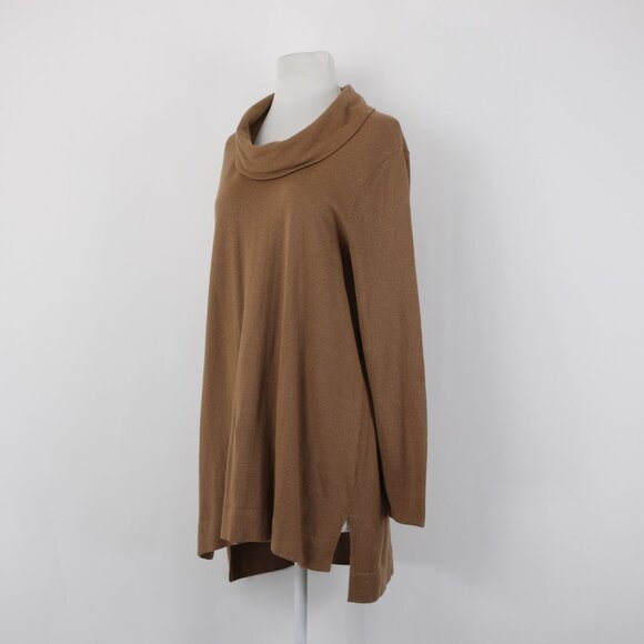 J Jill Sweater $79 Vicuna Sz M Brown Turtleneck Tunic Cotton Viscose Sweater - Picture 4 of 15